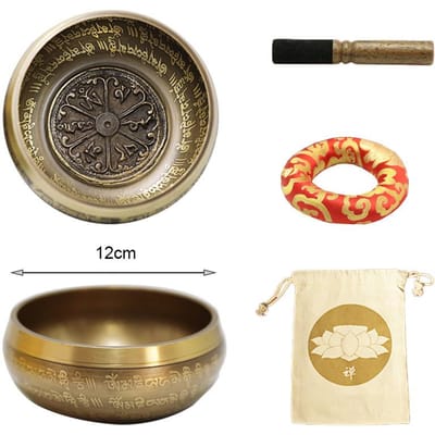 12cm Tibetaans Messing Zingschaal Yoga Meditatie Schaal Voor Geluid Genezing Stressverlichting Boeddha Mindfulness Schaal Handgemaakt
