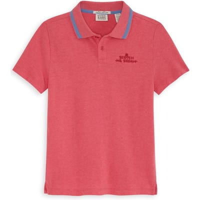 Scotch & Soda Boys Heather Pique Polo Lt Pastel Red Taglia: M | T-shirt Outlet | kids | Rosso