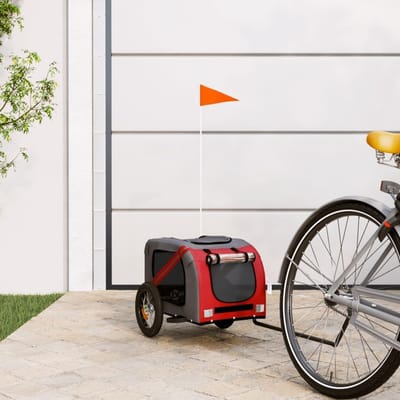 Hondenfietskar - Dierenkar - Veilig Vervoer - Waterafstotende Hoes - Rood Grijs