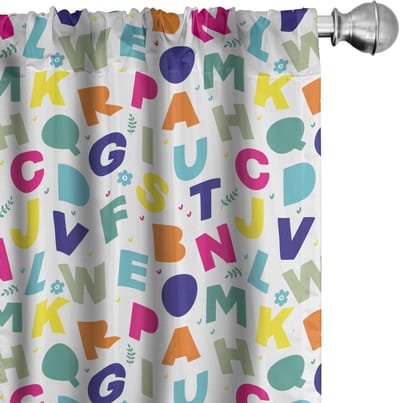 ABAKUHAUS Alphabet Gordijnen – 2x75x245 cm – Mikrofaser – Meerkleurig