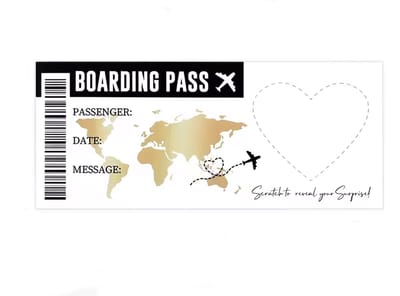 5 x Vliegticket Kado Kraskaart - Vakantie - Kadokaart - Verpakking - Reis