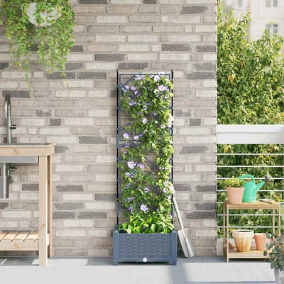 vidaXL - Tuin - Plantpot - Licht - Grijs - 40 - x - 40 - x - 125,5 - cm - Kunststof