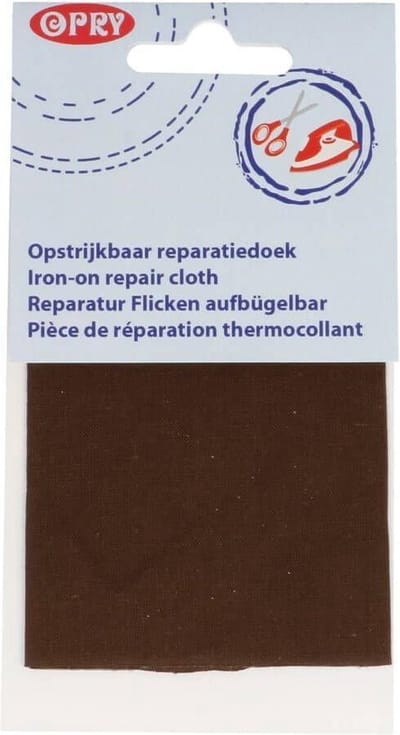 Opry reparatiedoek opstrijkbaar 11 x 25 cm - 881  bruin.