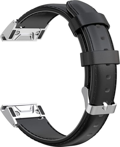 Leren bandje - geschikt voor Garmin Fenix 5S / 5S Plus / 6S / 6S Pro / 7S / 7S Pro / 8 (43 mm) / Approach S12 / S42 / S70 42 mm / Epix Pro (Gen 2) 42 mm / D2 Delta S / Descent Mk2S / Mk3(i) 42 mm - zwart