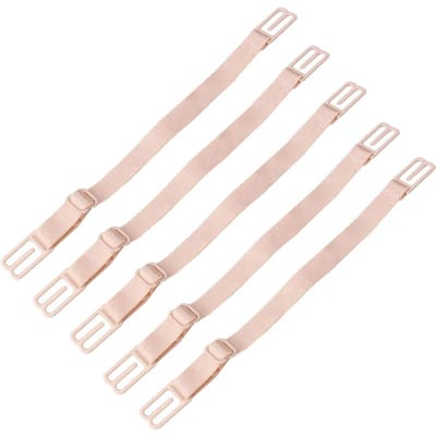 Beugelband Anti-slip Gesp Dames Verstelbare Houder Onzichtbare Schouderbanden Riem Spelden Anti-slip Lingerie Ondergoed Schouderclips 5pcs white