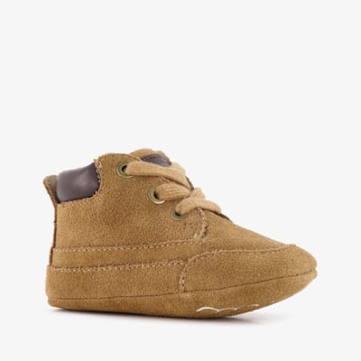 Groot suède babyschoenen bruin - Maat 19 - Echt leer - Uitneembare zool - In cadeauverpakking