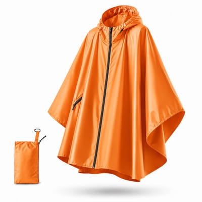 BOTC Poncho - Regenponcho Fiets Dames & Heren - Raincoat Heren - Fietsponcho Fiets - Unisex - Hood en Snap - Waterdicht - Oranje