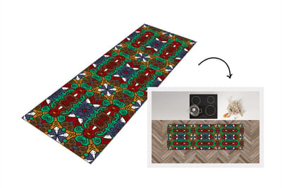 Keukenloper - Loper keuken - Afrika - Patronen - Abstract - Groen - 150x50 cm - Keukenloper vinyl