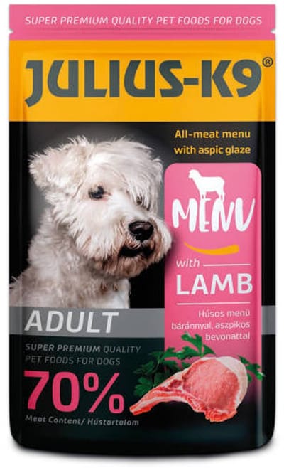 Julius-K9 - Natvoer Hond - Maaltijdzakjes - Lam - 10 x 125g