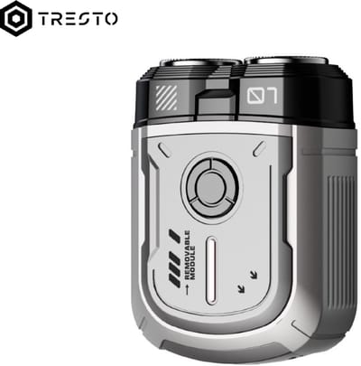 TRESTO Mecha-Stijl Scheerapparaat – Dual-Head – Magnetisch Design – IPX7 Waterdicht – Draadloos – Snelle & Comfortabele Scheerbeurt - Grijs