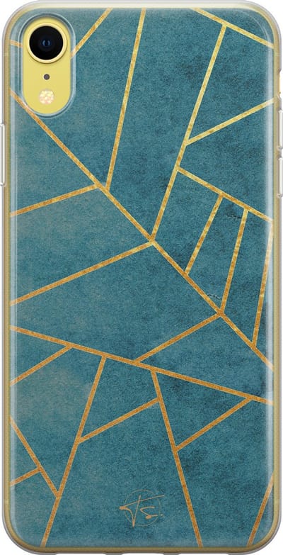 Hoesje geschikt voor iPhone XR - Abstract blauw - Soft Case - TPU - Print - Blauw - Mooie Telefoonhoesjes