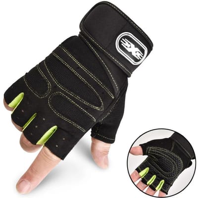 Gants de Fitness pour Hommes et Femmes Protection du Poignet Utilisation Extérieure Athlétique Vélo Randonnée Exercice Entraînement Gant Long Sans Doigts pour le Poignet XL vert