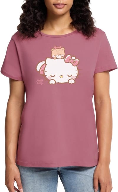 Hello Kitty Met Teddy Op Haar Rug Premium T Shirt Dames