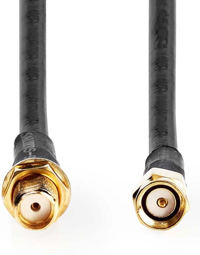 Nedis Antennekabel - SMA Male - SMA Female - Verguld - 50 Ohm - Dubbel Afgeschermd - 5.00 m - Rond - PVC - Zwart - Label