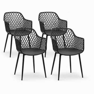 DS4U® - Niall tuinstoel - Set van 4 - Zwart - Kunststof - Kuipstoel