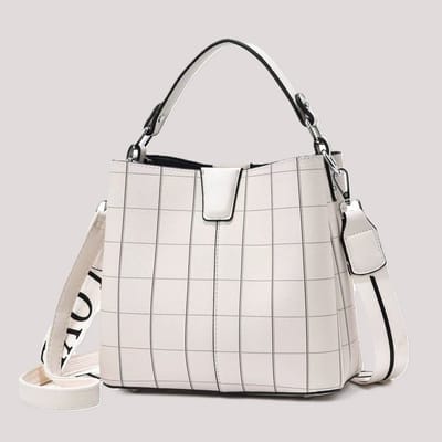 TK-S Schoudertas-Handtas-Crossbody tas, fijn stiksel, ritssluiting, witachtig