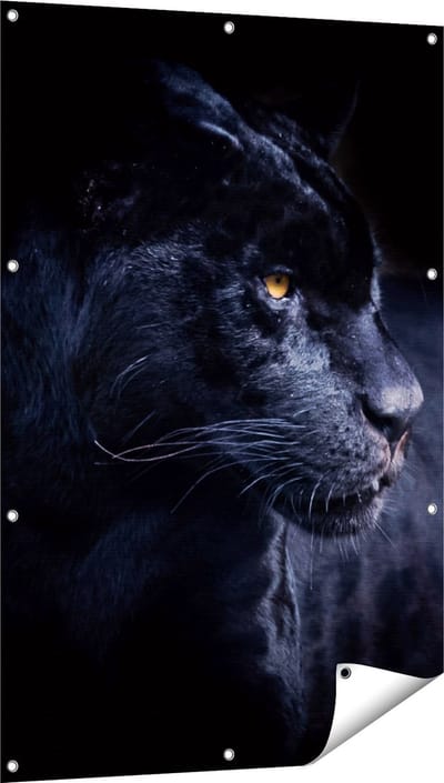 Gards Tuinposter Zwarte Panter - 80x120 cm - Tuindoek - Tuindecoratie - Wanddecoratie buiten - Tuinschilderij