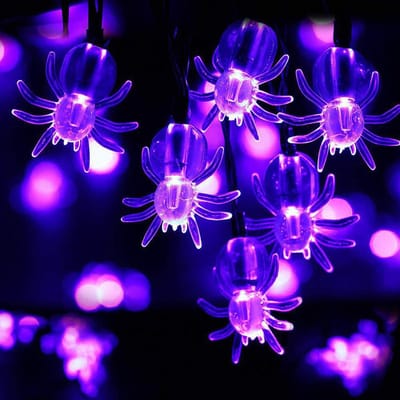 20FT 40LEDs Halloween Lichtsnoer Paarse Spinvormige Decoratieve Hanglampen Waterdicht Type 2