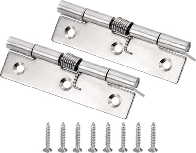 Lente Geladen Scharnieren 4" van 304 RVS, 2 Stuks Zelfsluitende Deurscharnieren met Schroeven voor Keuken- en Kastdeuren