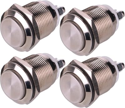 Waterdichte Vergrendeling Drukknop 19mm 5A voor 12V/24V/125V/250V - 4 Stuks