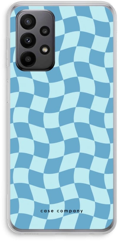 Case Company® - Hoesje geschikt voor Samsung Galaxy A23 hoesje - Grid Blauw - Soft Cover Telefoonhoesje - Bescherming aan alle Kanten en Schermrand