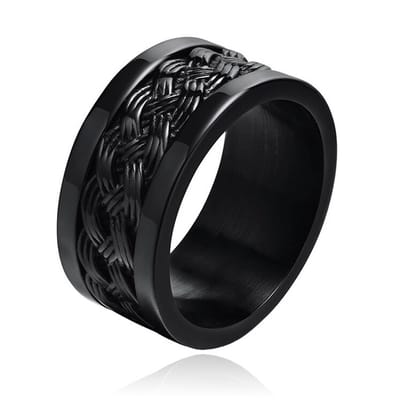 Zwarte mannen Ring Verweven Band - Mendes Jewelry-21.5mm