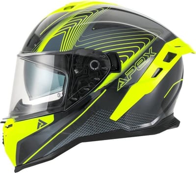 APEX FI200 Madrid Zwart Grijs Geel Integraalhelm - Maat M - Helm Motorhelm