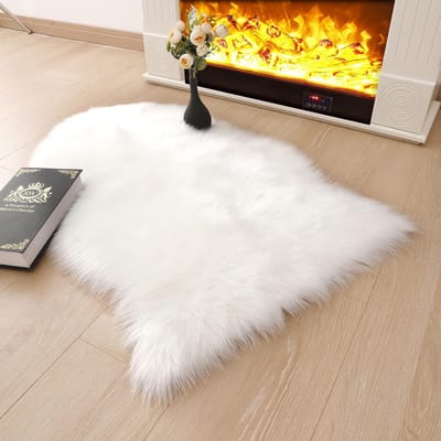 Omgoods - Faux Fur Tapijt Wit 50 x 80 cm - Ultra Zacht en Machinewasbaar
