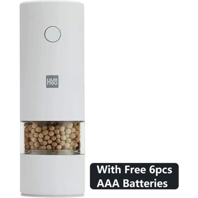 Xiaomi Huohou – moulin électrique automatique à poivre et à sel, lumière LED, 5 Modes, poivre, épices, grains, porcelaine, noyau de broyage, cuisine blanc