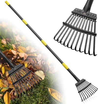 Tuinbladhark 150 cm - 11 Metalen Tanden - 21 cm Breed - Verstelbare Stalen Handgreep