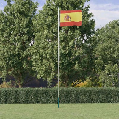 vidaXL - Vlag - met - vlaggenmast - Spanje - 6,08 - m - aluminium