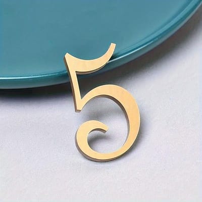 Numéro de Maison Acrylique Doré 5cm Panneau d'Adresse Boîte aux Lettres avec Dos Adhésif - Installation Style Porte 5cm/1.97in
