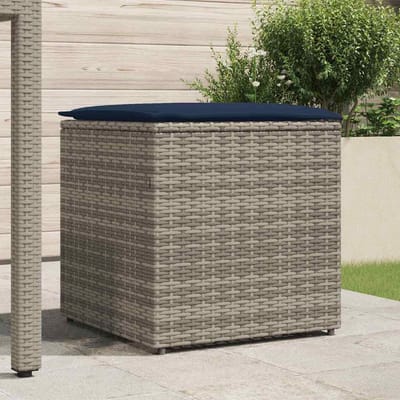 vidaXL - Kussenbox - met - opslag - Grijs - 50 - x - 50 - x - 50 - cm - poly - rattan