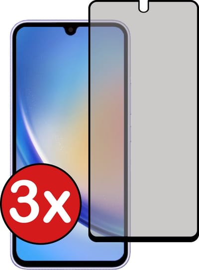 Screenprotector - 3 Stuks - Geschikt voor Samsung Galaxy A34 - Privacy Filter - Beschermglas - Gehard Glas - Tempered Glass - Screen Protector