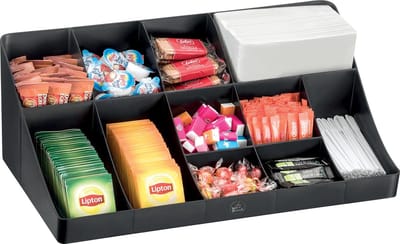 Organisatie element voor de koffiehoek of keuken | 11 compartimenten | kleur zwart