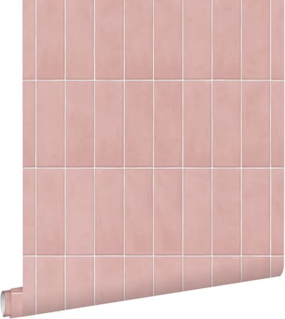 ESTAhome behang tegelmotief licht roze - 50 x 900 cm - 131539