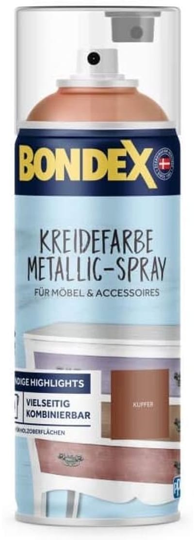 Bondex 440229 Krijtverf Metallic Spray Brons 0,4 L voor 4 m² - Snel en eenvoudig: Schudden & Spuiten - Eenvoudig aan te brengen - Shabby Look verf