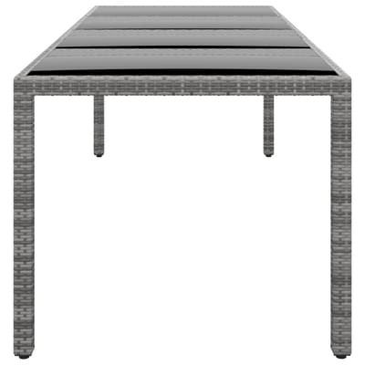 vidaXL - Tuintafel - 250x100x75 - cm - gehard - glas - en - poly - rattan - grijs