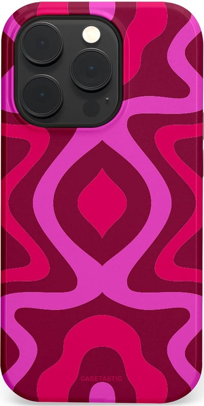 Casetastic Hoesje Geschikt voor Apple iPhone 14 Pro Magsafe - Stijlvolle Beschermende Duo-layer Case - Retro golf