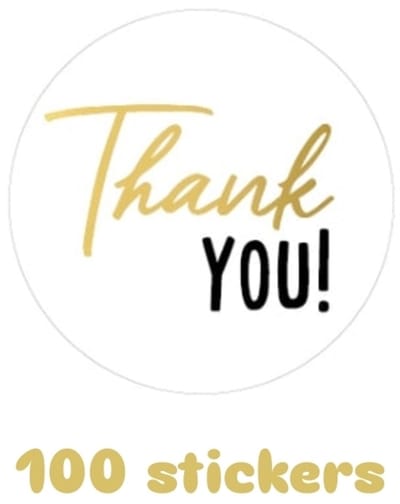 100x Sticker Thank YOU! - bedankt - sluitsticker - leuk inpakken - bedankje