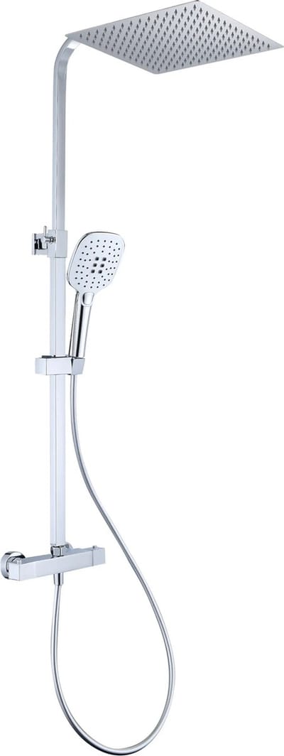 Doucheset Opbouw Compleet 30 x 30 cm Chroom - Regendouche Vierkant - Sedal binnenwerk -Thermostaatkraan - Zeer goede kwaliteit – RVS, ABS en Messing – Design