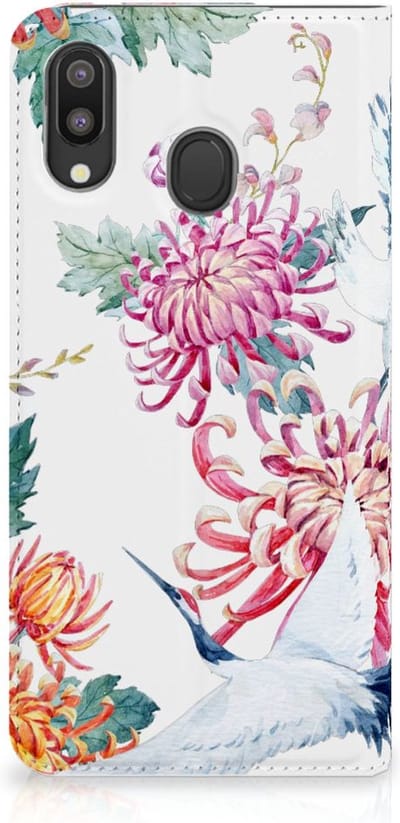 Standcase Hoesje voor Samsung Galaxy M20 Hoesje maken Bird Flowers