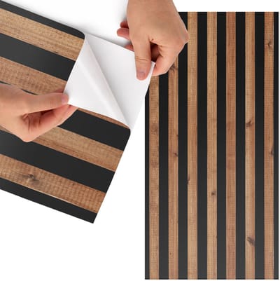 Tulup Meubelfolie - Houten latten Meubelfolie - 65x130 cm - Bruin Meubelfolie - Decoratiefolie - Industrieel / Loft Meubelfolie - Meubel Wrap Folie - Woonkamer decoratie - Texturen