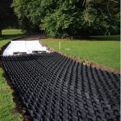 Grindslotrooster - Bodemstabilisator - Oprit verstevigen - Met afvoergaten - 4 x 7 meter - Zwart
