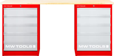 Modulaire werkbank Multiplex met 2 ladekasten 5L 2000 mm MW Tools MOD20L55