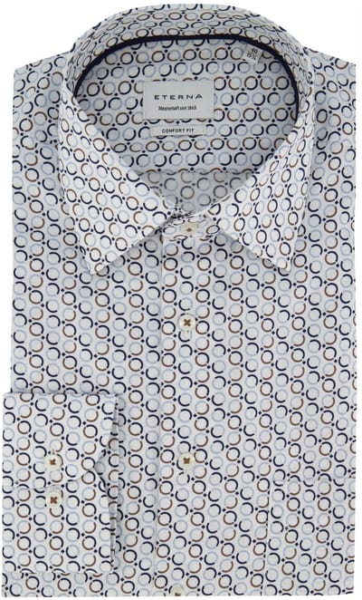 Overhemd Eterna wijde fit blauw printje