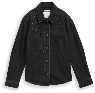 Tom Tailor Denim - Spijkerjasje met strass - Maat XS - black stone wash denim