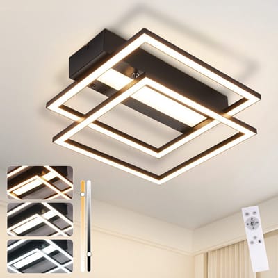 NETTLIFE Plafondlamp LED - Zwart - vierkant - 3-Lichts - 3000 -6000K Dimbaar - Moderne Plafondverlichting - voor Woonkamer | Slaapkamer | Keuken | Gang - 42W