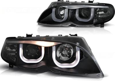Koplampen dual halo rims BMW E46 09 01-03 05 Sedan Touring ZWART