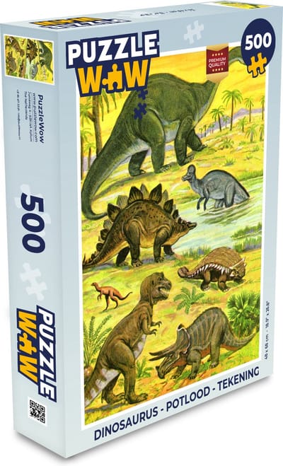 Puzzel Dinosaurus - Potlood - Tekening - Kinderen - Jongens - Baby - Kids - Legpuzzel - Puzzel 500 stukjes